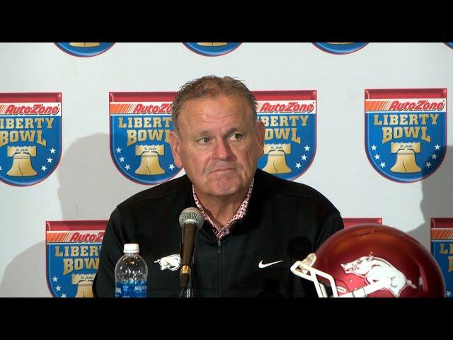 Arkansas head football coach Sam Pittman previews AutoZone Liberty Bowl