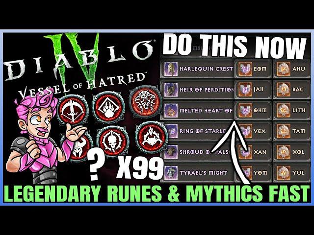 Diablo 4 - How to Get ALL Legendary Runes FAST & ANY Mythic Unique Easy - Best Season 6 Rune Guide!