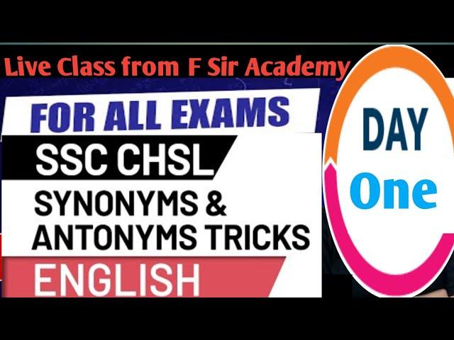 Synonyms and Antonyms | ADRE2.0 | SSCGD Reasoning | by @FSirAcademy