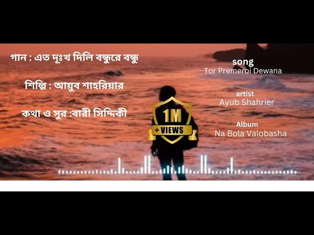 Eto dukkho dili boundhu re | এতো দুঃখ দিলি বন্ধুরে | Ayub Shariar | bangla folk song | bangla lyrics