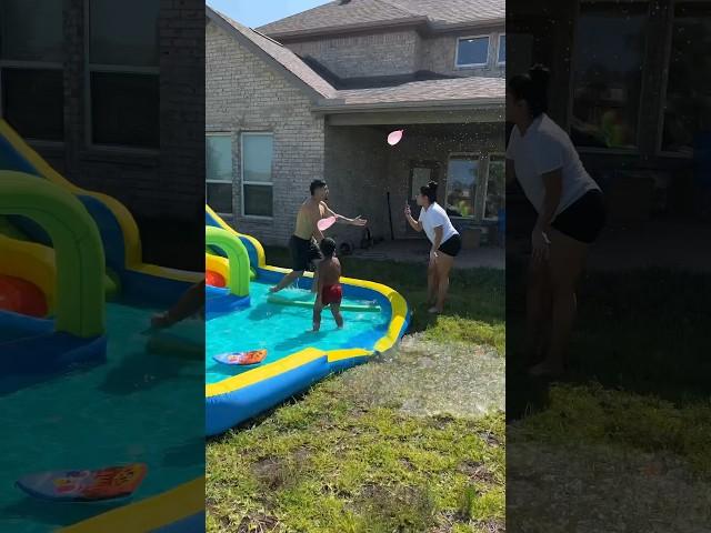 We caught the trench family on a waterslide & threw water balloons at them #shorts