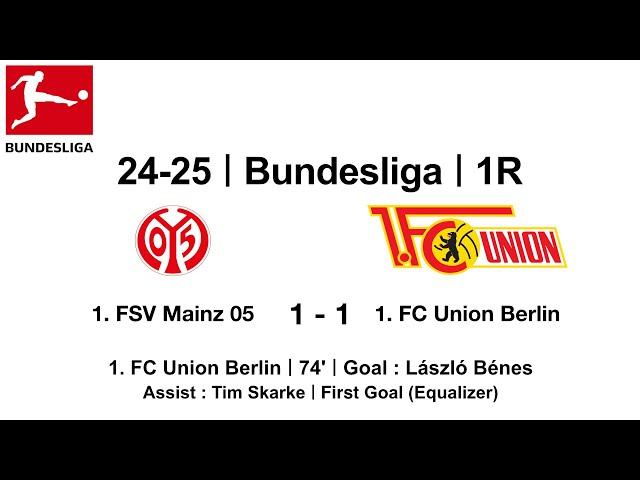 24-25 #Bundesliga｜1R｜#1.FSVMainz05 1 - 1 #1.FCUnionBerlin｜#LászlóBénes #Goal #Tor #Fußball