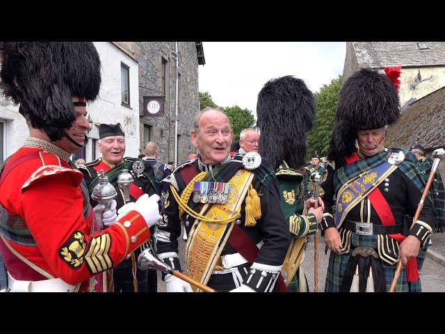 An emotional final parade and farewell for Drum Major David Rae at 2019 Tomintoul Highland Games