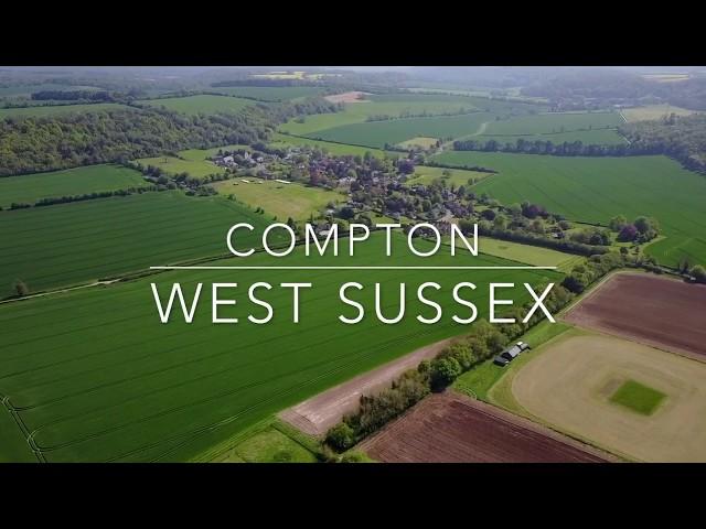 Compton, West Sussex. From above. Drone footage.