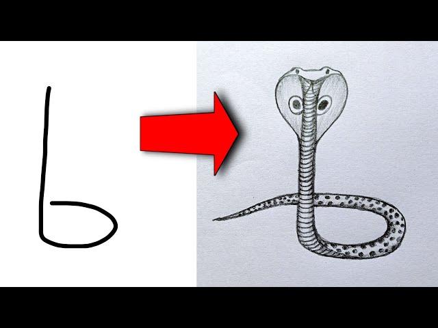 Easy Snake Drawing, How to Draw a Snake | Snake Drawing| How to Draw a Cobra Snake #dk9arts