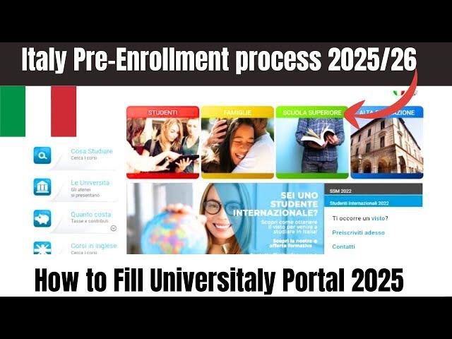 Pre enrollment Italy 2025| Universitaly pre enrollment process 2025| Complete process Pre-enrollment