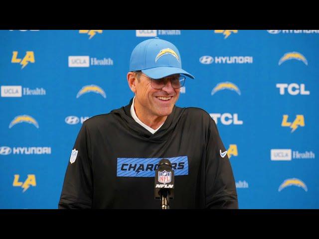 Jim Harbaugh Postgame Press Conference vs Falcons | LA Chargers