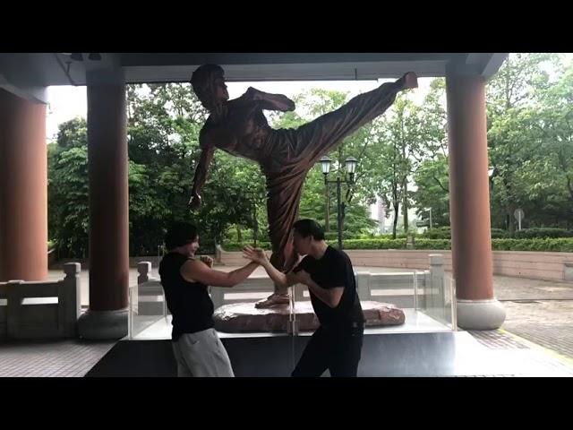 Grandmaster Samuel Kwok training with SIMON Kwok in Bruce Lee Exhibition in Hong Kong # Wingchun