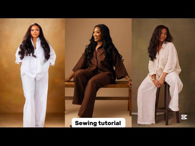 How to cut and sew the trendy oversized trouser and shirt || Oversized 2 piece with linen