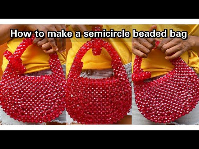 How to make a semicircle beaded bag/Diy beaded bag/Ayaaba Creations/beaded bag tutorial/beaded purse