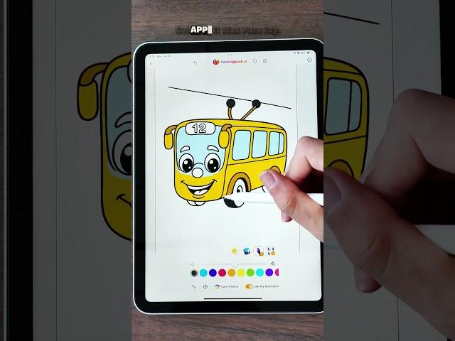 This Happy Bus Reminds Me of Childhood — Coloring It Was Pure Joy.#bus#ColoringApp #RelaxingApp