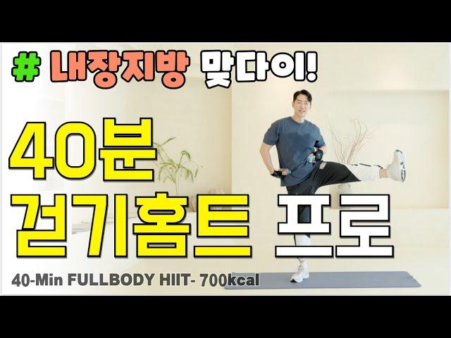 여름대비 전신 근력 유산소!뱃살이 무섭게 빠지는 40분 걷기 홈트! 중년 집에서 한달 10키로 감량하기!! 40Min korean walking HIIT 시니어