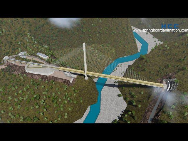 Anji Khad Cable Stayed Bridge construction animation