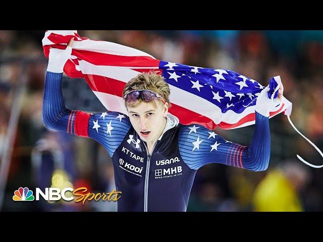 American Jordan Stolz becomes youngest world champ EVER with 500m speed skating gold | NBC Sports