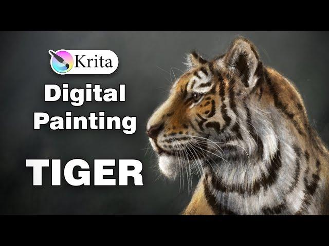 Digital painting. speedpaint. a Tiger in Krita