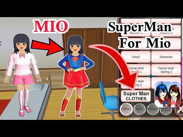 A little girl MIO Can wear Superman clothes in SAKURA SCHOOL SIMULATOR  NEW UPDATE