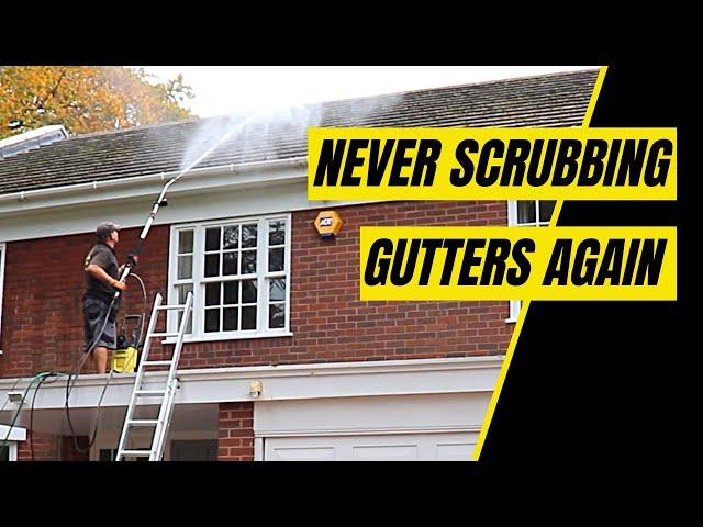 Gutter and Fascias Cleaning With An 18' Pressure Washer Lance and a Karcher K4