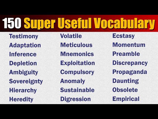 150 Useful Vocabulary | Expand Your English Vocabulary