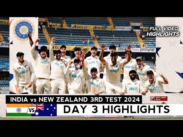 India vs New Zealand 3rd Test Day 3 Full Highlights 2024 | IND vs NZ 3rd Test Day 3 2024 Highlights