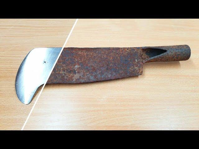 Antique Super Rusty Billhook Knife Restoration