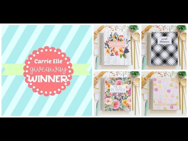 CARRIE ELLE PLANNER GIVEAWAY WINNER ANNOUNCED