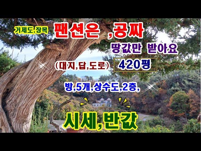 물번63(팬션은 공짜,땅 값만 받아요) 420평,건평52.6평 거제시 장목면 장목리 팬션을 시세 이하로 땅값 정도만 급매로 매매 합니다, 영업은 하지 않고 있습니다,사정상,급매