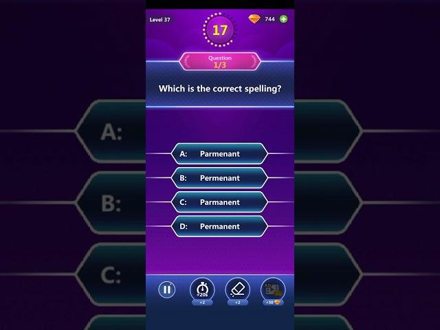 Spelling Quiz Level 37 Answers Which Is The Correct Spelling Word Trivia #braintest #spellingquiz