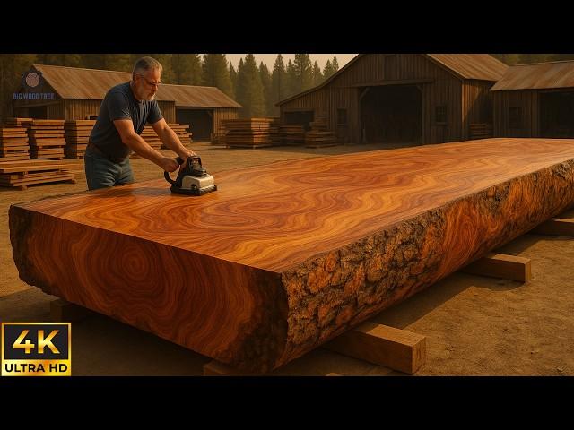 De árbol milenario gigante a mesa legendaria proceso épico lleno de belleza oculta y peligro latente