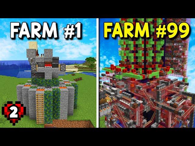 I Built 100 Farms in Hardcore Minecraft (Without Totems)