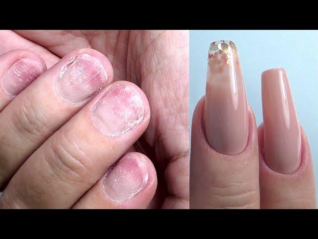 Paper thin nails  Coffin Shape with Yayoge Gel