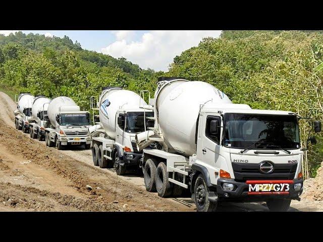 Ready Mix Concrete Mixer Truck Working On The Steep Site