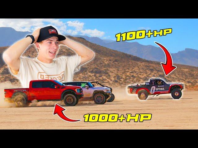 Drag Racing a 1000+ HP Ford Raptor With My TROPHY TRUCK