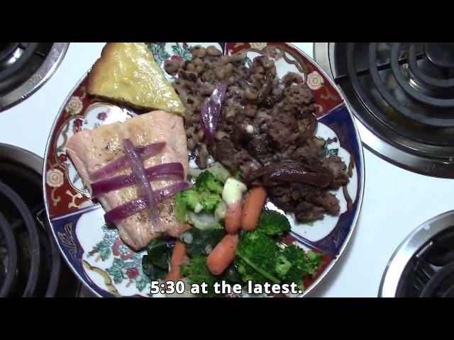 Grilled Salmon with Ground Sirloin and Veggies: A Wholesome Day's Meal