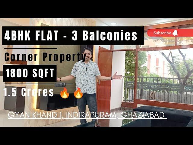 4Bhk Flat  (1800Sqft) with 3 Balconies at 1.5 crores in Indirapuram Ghaziabad #housedesign #sale