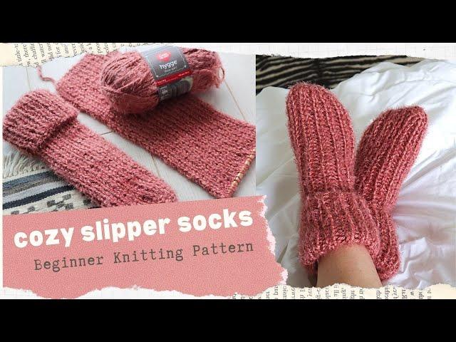 Cozy Slipper Socks - Beginner Knitting Pattern \\ Two needle flat socks!