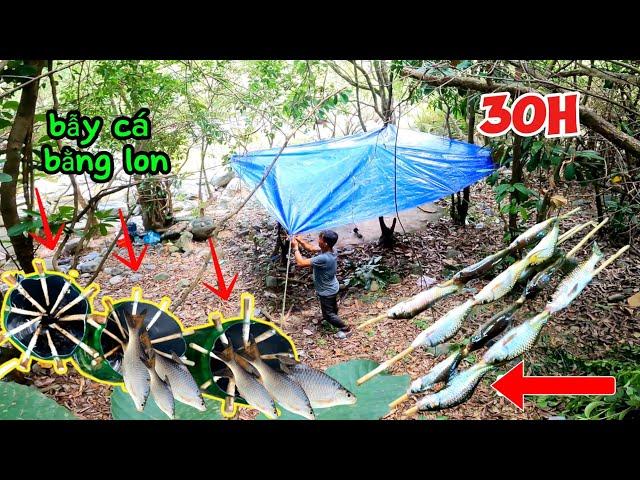 30h sinh tồn chế bẫy tìm thức ăn từ rừng núi | 30 hours of survival by creating traps to find food