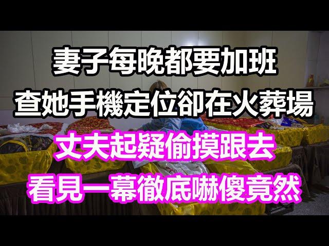 妻子每晚都要加班，查她手機定位卻在火葬場，丈夫起疑偷摸跟去，看見一幕徹底嚇傻，竟然...#淺談人生#民間故事#為人處世#生活經驗#情感故事#養老#花開富貴#深夜淺讀#幸福人生#中年#老年