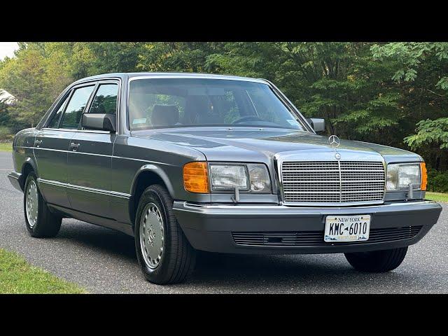 1989 Mercedes-Benz 420SEL Pearl Grey over Blue leather 44k miles well documented 7/8/24