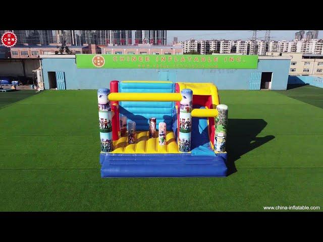 Roblox themed inflatable bounce house with slide for kids party event Chinee Inflatables T2-3210C
