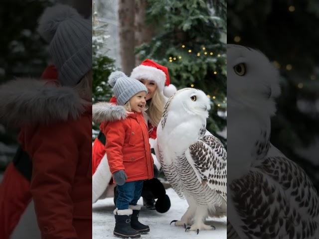 Child was amazed to see giant owl #animals #shorts