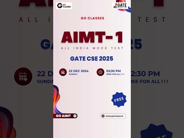 GO Classes AIMT - 1 GATE CSE 2025 | GATE AIMT |#AIMT #GATEAIMT #GATE2025 #GATECSE #gate #AIMT1