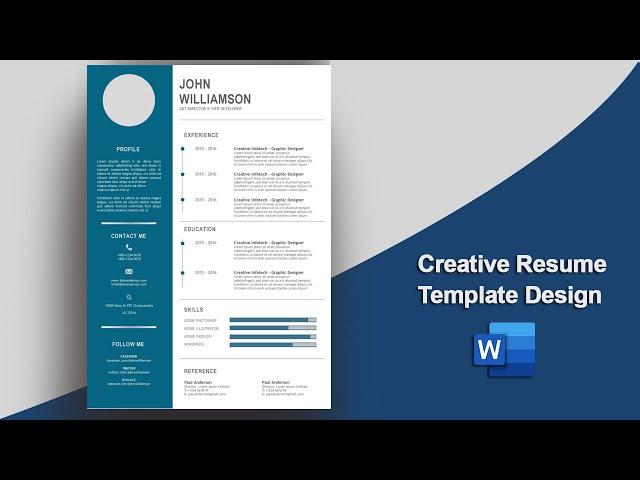 Creative Resume Template Design in MS Word Office