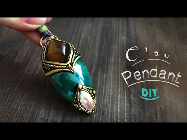 DIY Polymer Clay pendant.How to Jewelry.HANDMADE Vintage Necklace Tutorial.ポリマークレイполимерная глина