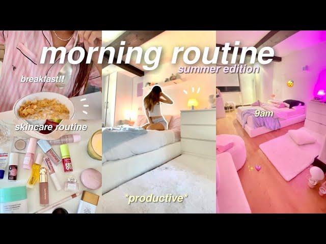 9AM SUMMER MORNING ROUTINE  *productive* skincare routine, hauls, breakfast & grwm!