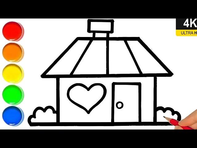 coloring house drawing for kids & toddlers / house drawing easy step by step