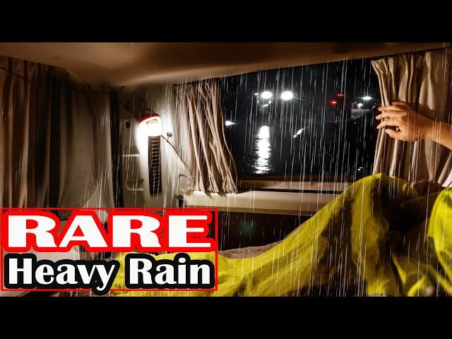 Car Camping in Rare Heavy Rain: An amazing dinner and deafening rain sound, FOOD, SOLO, ASMR