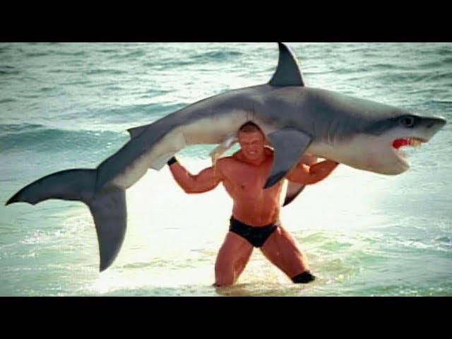 Brock Lesnar F5s a shark: SummerSlam 2003 commercial