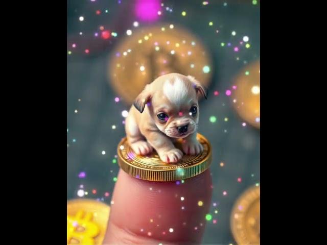 비트코인 위에 아주 작은 강아지《A tiny puppy on top of Bitcoin》