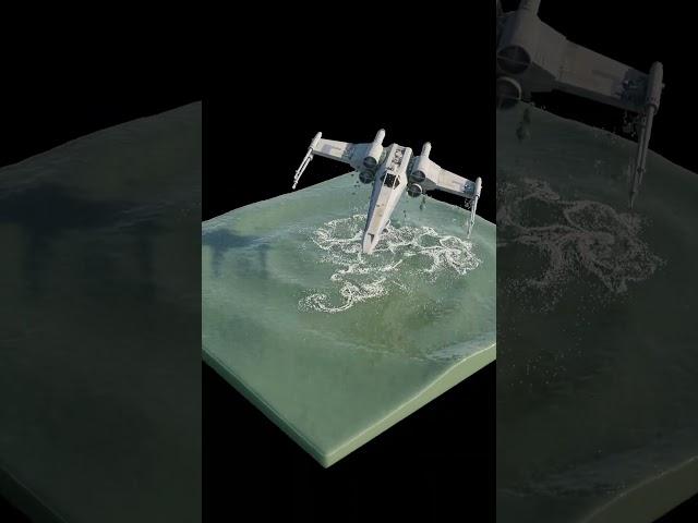 Fluid Simulation and an X-Wing testing in Blender