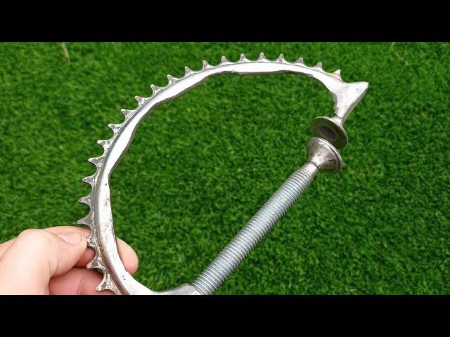 What can be made from a bicycle sprocket and valve.